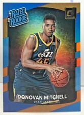 Donovan Mitchell 2017-18 Donruss RC Rated Rookie ORANGE Holo Laser SP #188  JAZZ