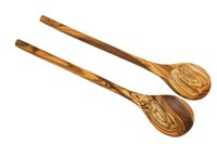 2 KochlöFfel 30 Cm Rund Aus Olivenholz