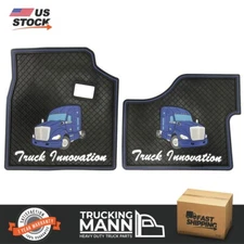 Truckingmann Kenworth T680 T880 Rubber Front Floor Mats 2pcs Black/blue 14-21