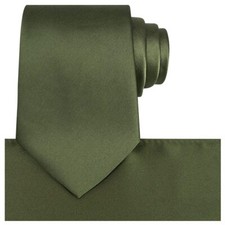 Men's Satin Tie Set Solid Color Necktie with Matching Pocket Square for Suits