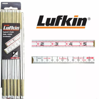 Lufkin 1066DMN 6 Ft Wood Red End Folding Ruler D/M Scale