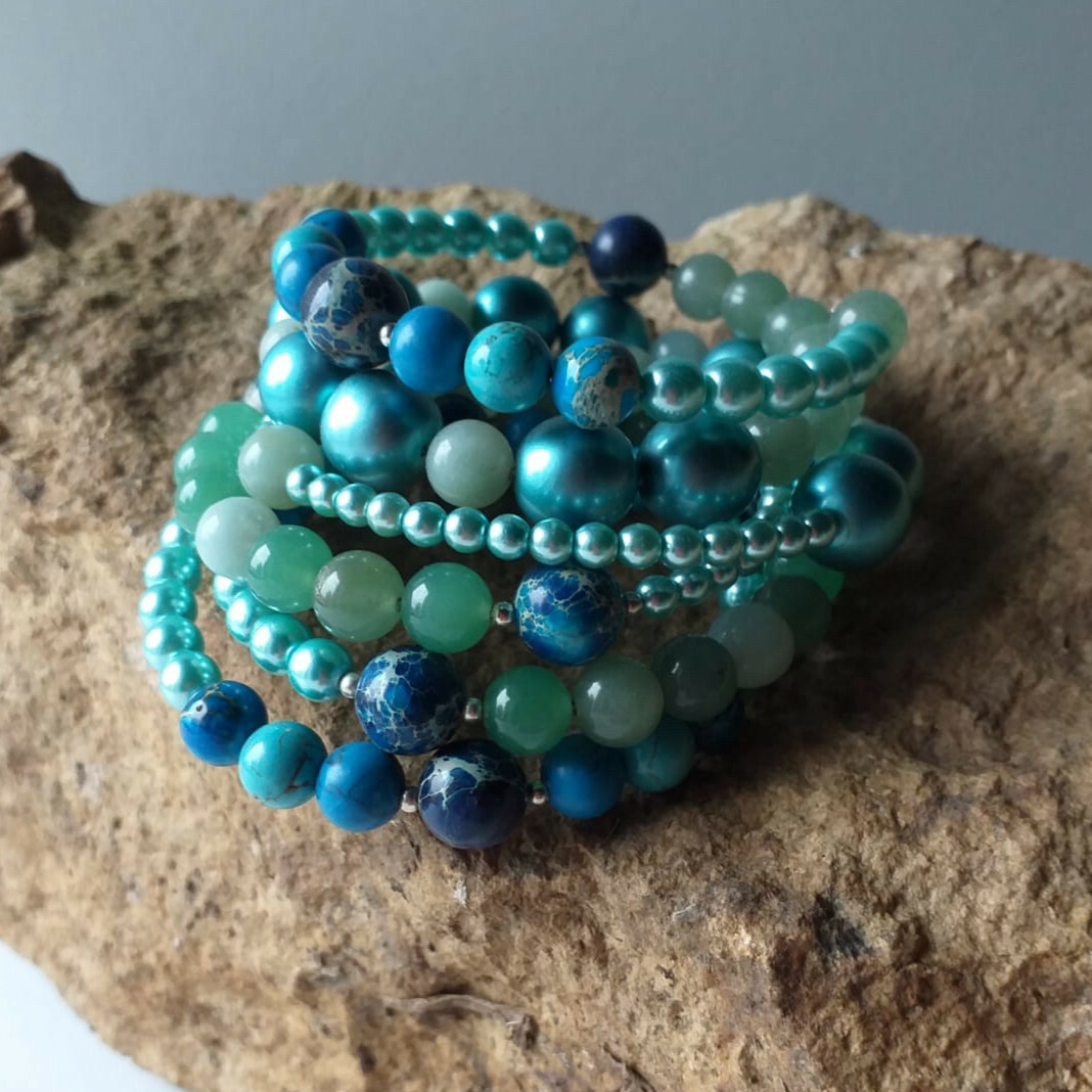 Bracelet en turquoise et chrysocolle idée cadeau d'anniversaire femme