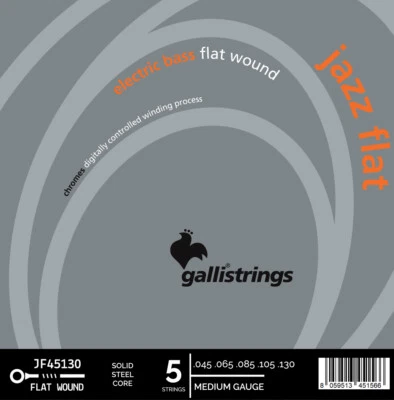 Galli JF45130 Jazz Flat Wound Bass Strings 45-130 5 CORDE BASSO ELETT Long Scale