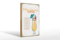 Holzschild Rezept Pina Colada Cocktail Recipe 20X30 Cm Deko Schild
