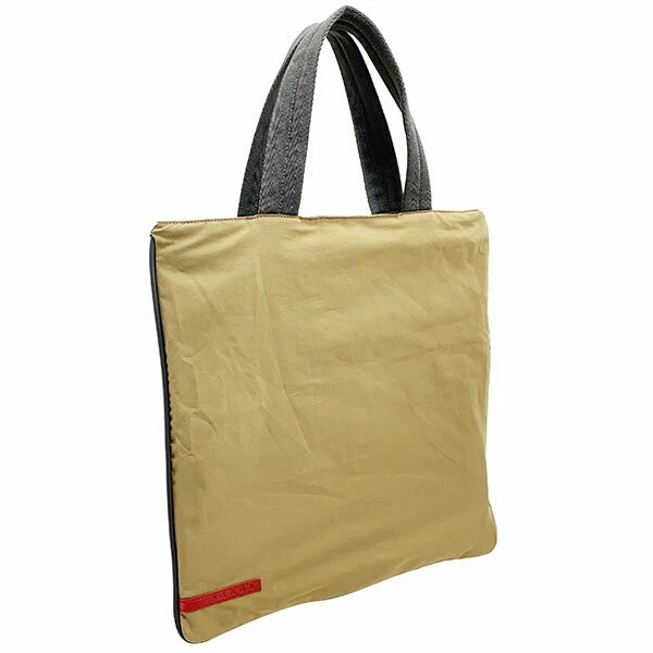 Prada Handbag Sports Line Tote Bag Nylon Beige Gray 4Va070 Sport Logo No Gusset