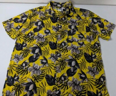 Haband Shirt Men's L Yellow Flower Pattern Button Up Short Sleeve - Image 1 of 4
