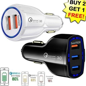 Fast Quick CAR Charger(3 ports)USB (16W / 5,9,12V / 3.2A) for Android or iPhone 