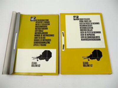Claas Rollant 62 Round Baler Owners Manual Parts List 1980/83