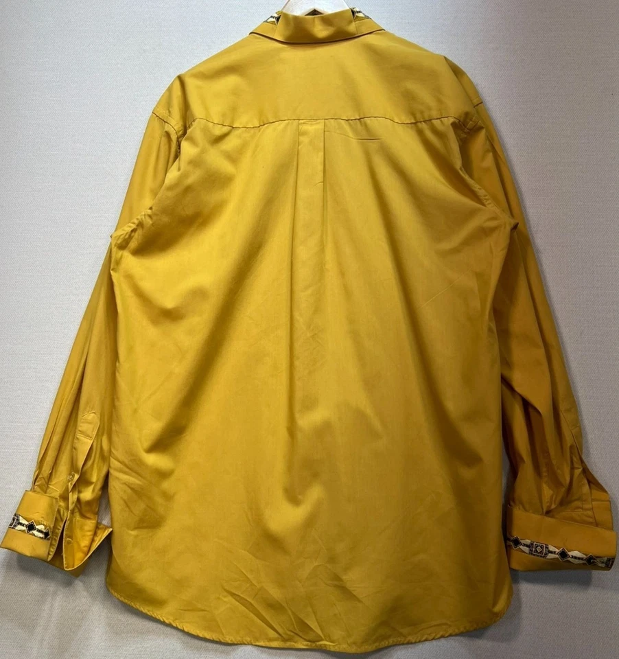 Camisa social masculina Fratello manga longa com botões tamanho 17,5 36-37 amarelo dourado - Imagem 2 de 4