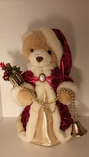 11 Inch Plush Santa Bear Tree Topper With Bells