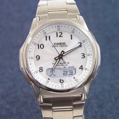 CASIO WAVE CEPTOR WVA-M630D 00s Retro Tough Solar Radio Watch Steel Japan Silver