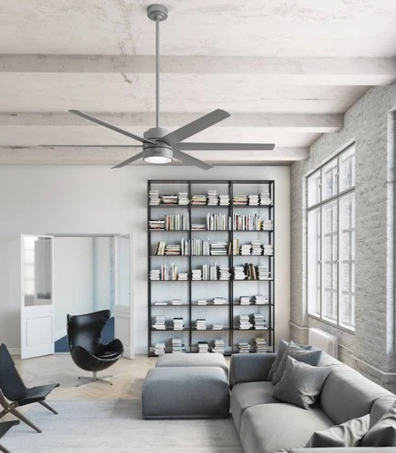 72" Hunter Solaria Silver Outdoor Rated Ceiling Fan with Wall Control - Picture 6 of 10