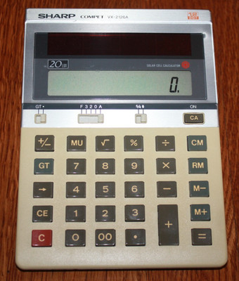 Vintage Sharp COMPET VX-2126A Solar Powered Calculator easel WORKS