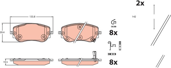 TRW BremsbeläGe Bremsbelagsatz Scheibenbremse FüR Fiat 500E 332 356_-image