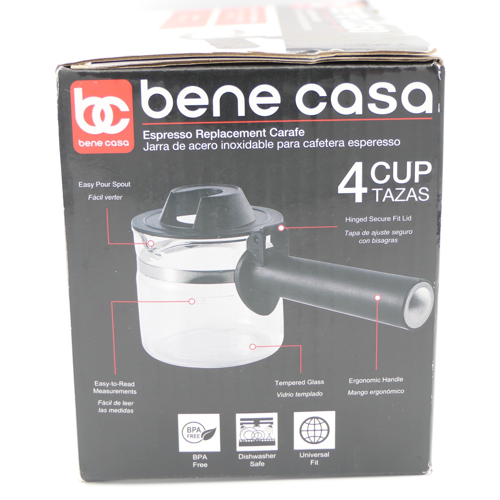 Bene Casa Espresso Replacement Carafe Compatible with most 4 Cup Espresso Makers