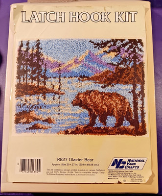 National Yarn Crafts Latch Hook Kit Glacier Bear R827 Already minimally started
