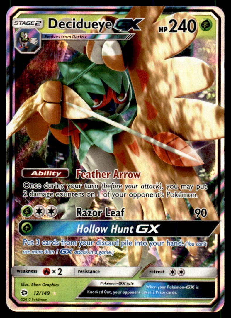 Decidueye GX 12/149 Holo Ultra Rare SM Base Set Pokemon Near Mint