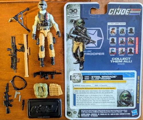 GI JOE Cobra NM/M Steel Brigade 2011 V3 (B) Complete, File Card, Stand 30th