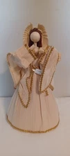 Rustic Primitive  11" Corn Husk Angel with Wings Christmas Shelf Sitter NEW!