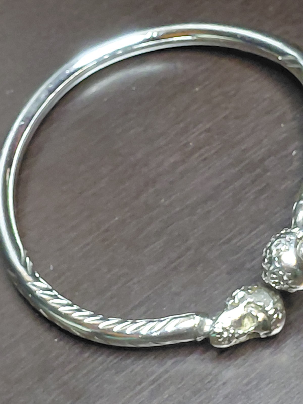 Solid Sterling Silver Thick Etched Bangle with Be… - image 12