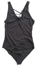 Charlotte Russe Snap Crotch Sleeveless Fitted Black Bodysuit Size M