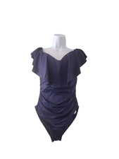 La Blanca nwt swimsuit womens 12 one piece indigo navy lattice back ruched