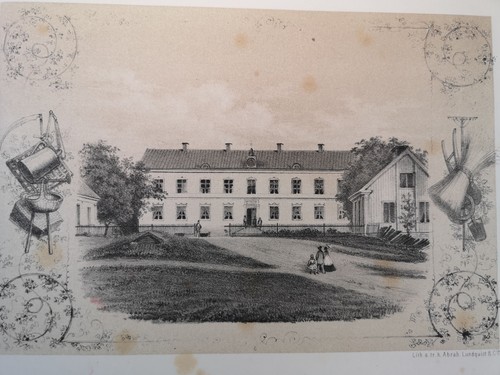 Lithograph from 1866. Ultuna Landtbruksinstitut. Ultuna Agricultural Institute