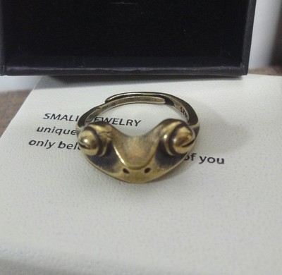 Retro Messing Frosch Kröte Statue verstellbarer Ring US-Größe 6-8
