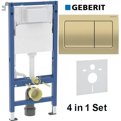 Geberit Alpha 1.12 Duofix Wc Frame Concealed Cistern Brass Flush Plate Acoustic