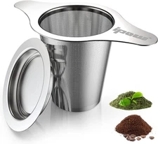IPOW Reusable Stainless Steel Coffee Filter Strainer Basket Tea Maker w/ Lid
