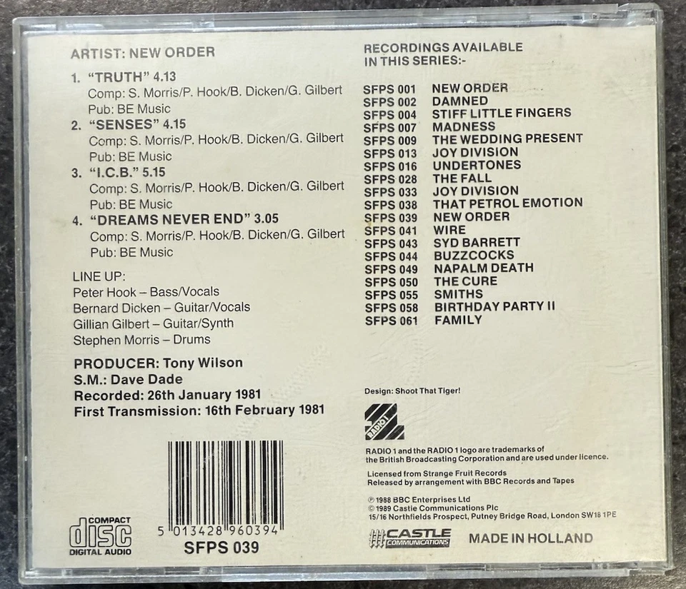 NEW ORDER - The Peel Sessions CD EP  1989  Good Cond.  Joy Division  FREE POST - image 2 of 3