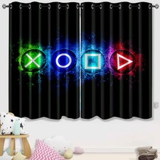 Gamer Curtains for Boys Bedroom, Kids Game Video Gamepad Blackout Window Curt...
