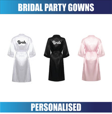Personalised Ladies Satin Robe Wedding Party Bride Bridesmaid