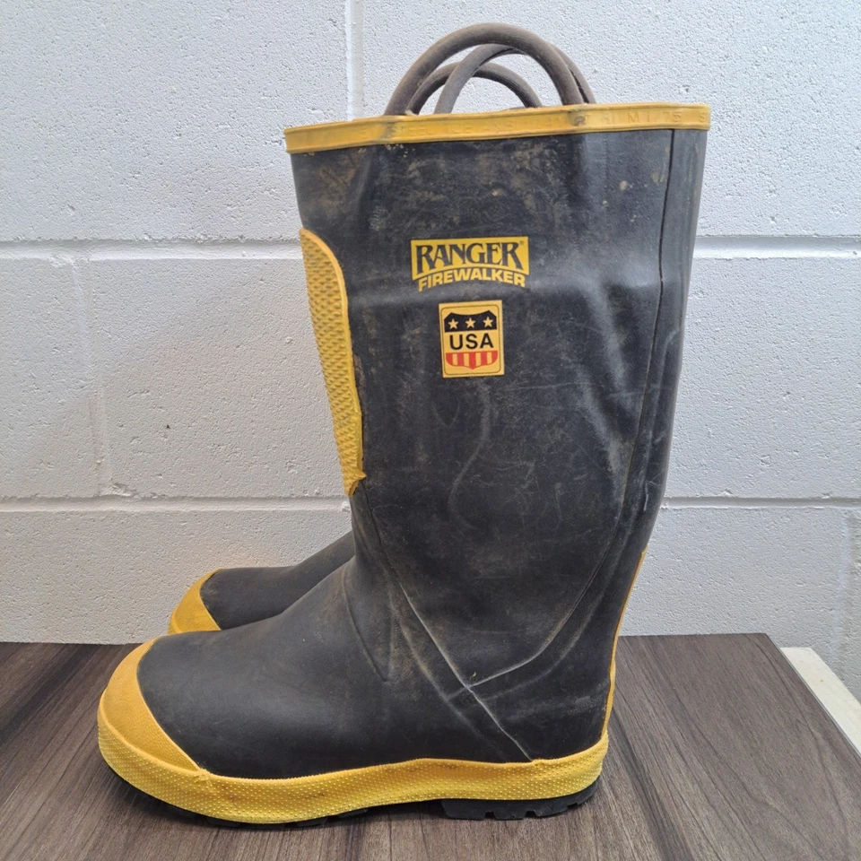 Botas de Bomberos Ranger Firewalker Aisladas de Goma Negra para Hombre 12 M Foto 2 de 4
