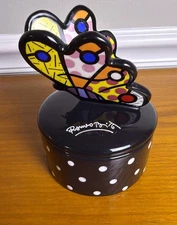 Romero Britto 2009 Butterfly Polka Dots Trinket Dish Ceramic 14072 Retired