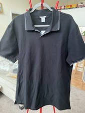 Calvin Klein Men's Cotton Short Sleeve Polo Shirt Black/Gray Trim Size L