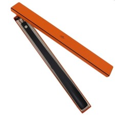 Authentic Hermes Sellier Serie Short Wood Shoehorn Leather Black 052053ZH W/Box
