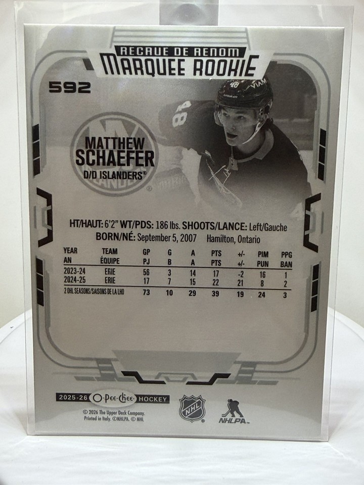 2025-26 O-Pee-Chee Marquee Rookie #592 Matthew Schaefer RC Islanders | eBay