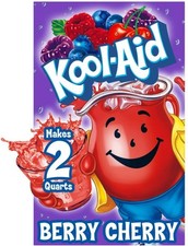 12x Packets Kool-Aid Berry Cherry Flavor Caffeine Free Soft Drink Mix  .17oz
