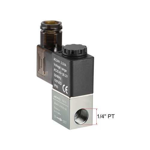 2V025-08 Air NC Single Electrical Solenoid Valve AC 24V 2 Way 2Position 1/4" PT - Picture 2 of 3
