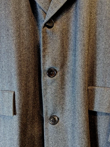 Vintage Men Wool Overcoat 42 R Charcoal Grey Herringbone Dewmoor Malcolm Kenneth image 8