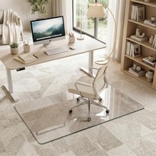 Tempered Glass Chair Mat Office Chair Mat for Carpet  Hardwood 32"x48" Clear