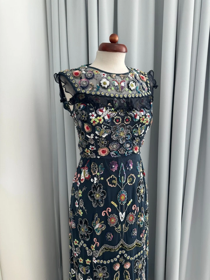 100% ORIGINAL NEEDLE & THREAD ABEND KLEID HOCHZEIT BALL OPER BLAU LANG Gr. XS-S - Bild 3 von 4
