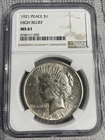 1921 Peace Dollar MS 61 NGC Graded Certified