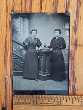 Vintage Civil War Era Tintype Two Women Mom Daughter Sisters Newel Post Huber