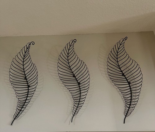 Pier 1 Blatt Wandbehang 3er Set Metall 12 x 38 cm lang Wohndeko - Bild 2 von 8