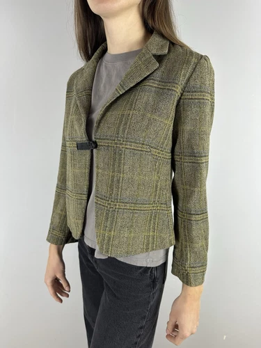 Kenzo Paris raro blazer multicolore patchwork lana seta tasche con cerniera M 38