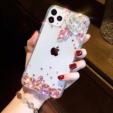 Clear Crown Diamond Case For iPhone Samsung Bling Glitter Phone Cover Women Girl