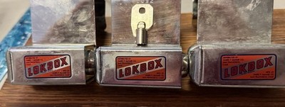 Vintage LOKBOX Lock Boxes Lot of 3 w/ ACE Key James P McNair San Francisco