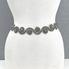 Rhinestone Belt White Ribbon Tie Bridal Dress Belt Wedding Choker